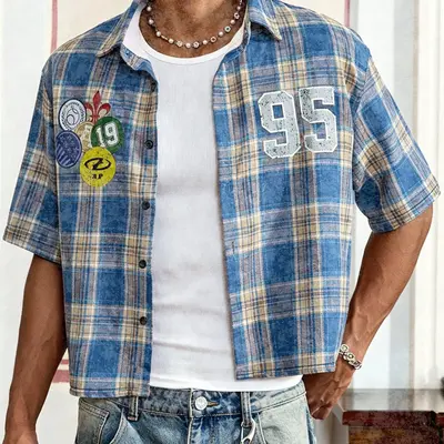 Dyed Checker Button Down Ktwo - TikTok Shop