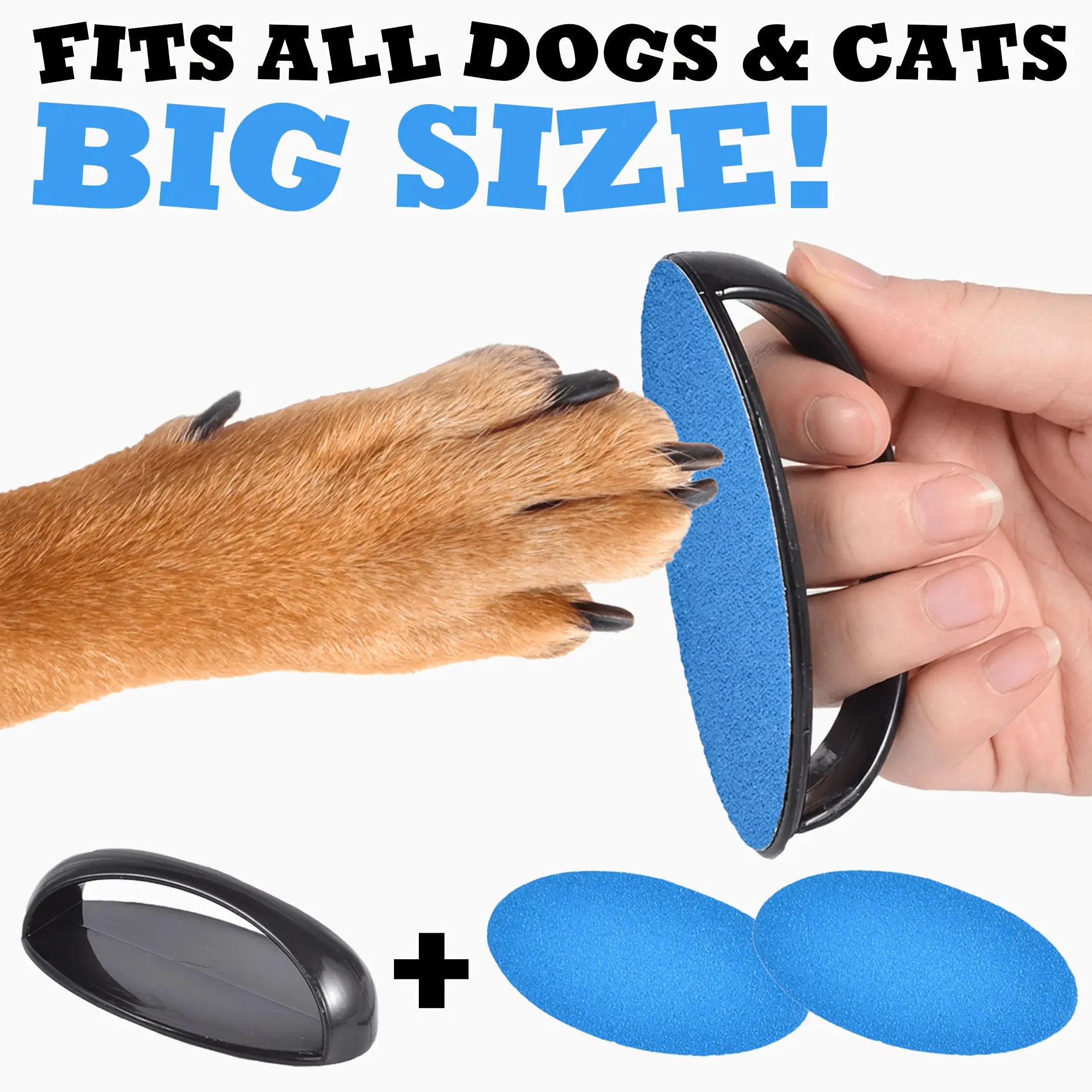 97mm Large Dog Nail File Quiet Grinding Tool with 2 Sandpapers for Pet Nail Care