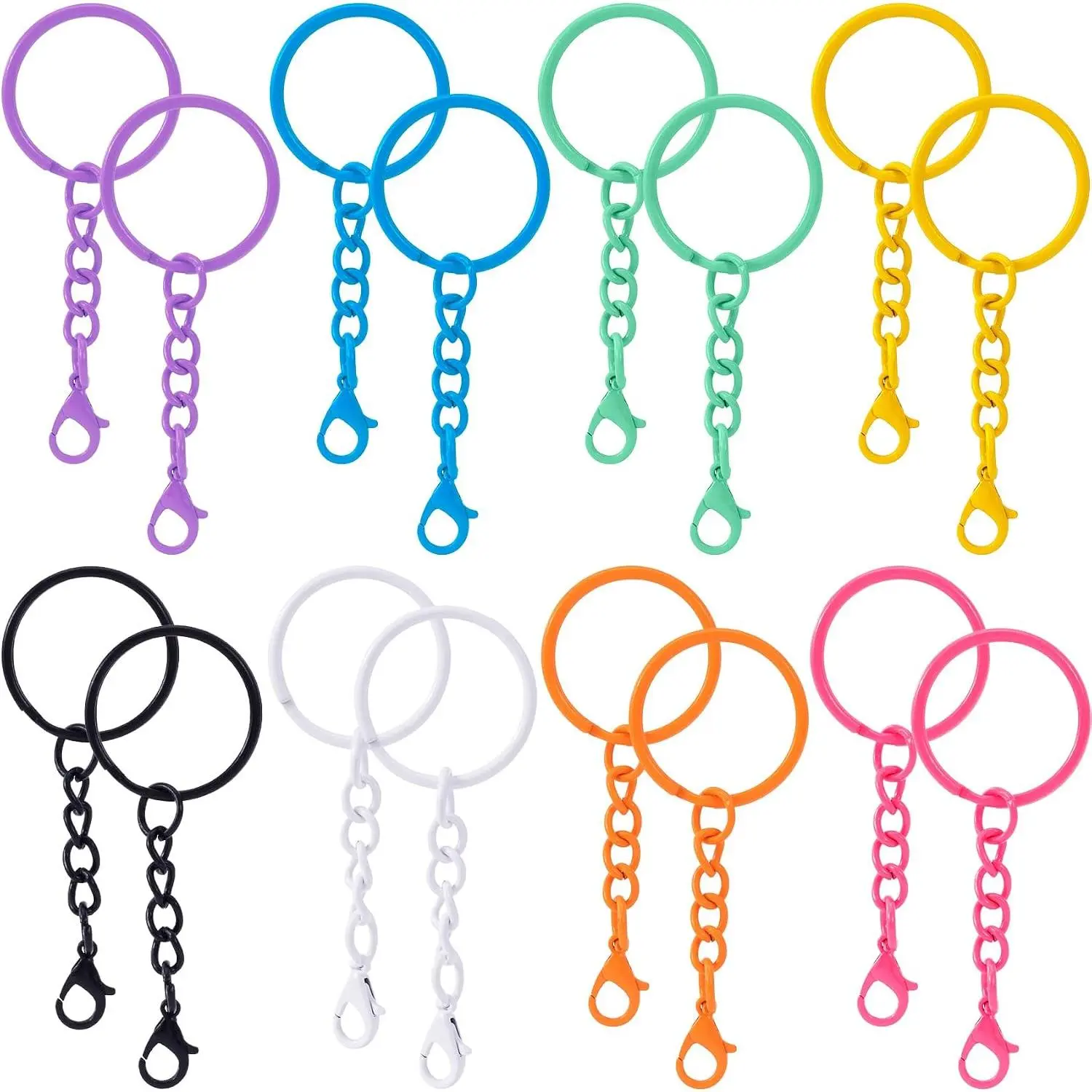 16 count Metal  Clip, Colorful Swivel Snap Hook with Key Rings, Lobster Keychains Clasps for Keychains DIY Crafts (8 Styles)