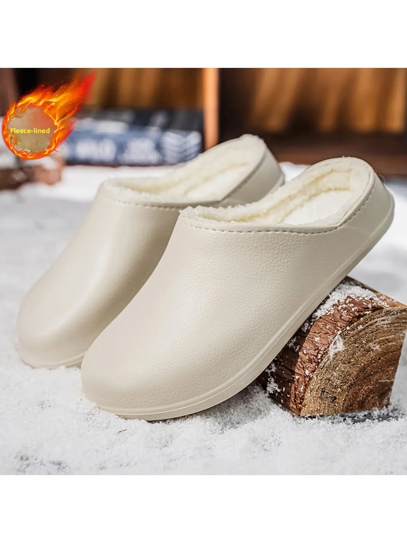 Waterproof Fleece Lined Mule Clogs, Shoes Mules, Closed Toe Plush Slip On Winter Slippers, Non-Slip Indoor Outdoor Warm House Shoes For Men Women