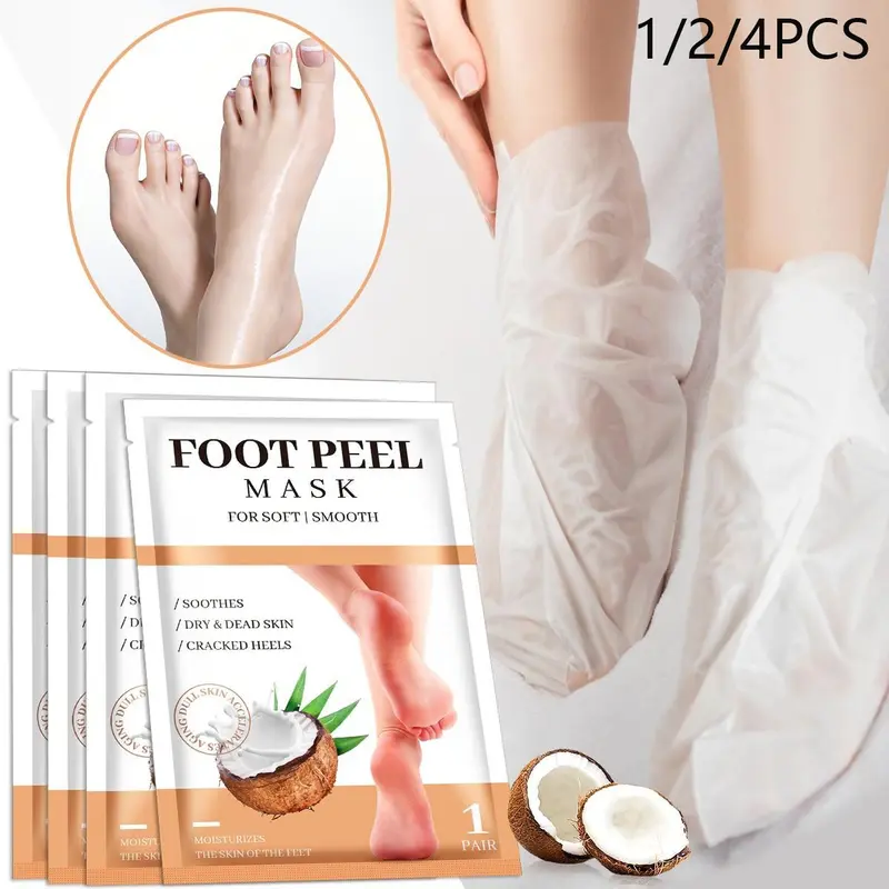 Foot Peel Mask, Moisturizing Foot Mask, 1/2/4 Pairs Foot Dead Skin Remover Mask, Exfoliating Foot Mask for Dry, Cracked Feet, Pedicure Foot Care Products, Intensive Foot Care, Feet Masks