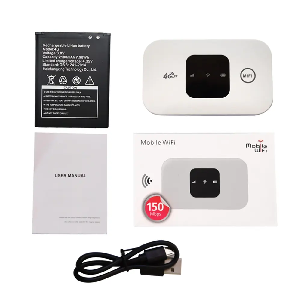 Compact 4G LTE Wireless Pocket Wi-Fi Router with 2100mAh Battery, 150Mbps Speed, SIM Slot, for Outdoor Users, Home & Office Use