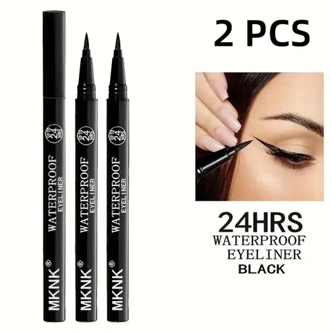 MKNK Premium Eyeliner Pen, Long-Lasting Waterproof Sweatproof Smudge-Proof Quick-Dry Liquid Makeup Pen, Essential Daily Cosmetic, Smudge Resistant Eyeliner, Smudge No Budge