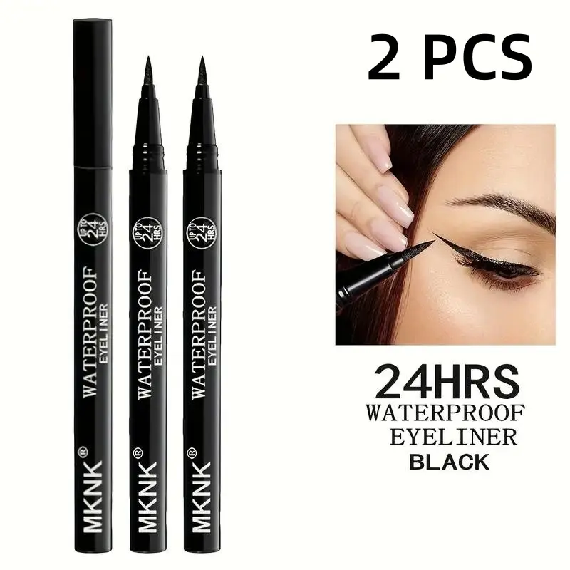 MKNK Premium Eyeliner Pen, Long-Lasting Waterproof Sweatproof Smudge-Proof Quick-Dry Liquid Makeup Pen, Essential Daily Cosmetic, Smudge Resistant Eyeliner, Smudge No Budge