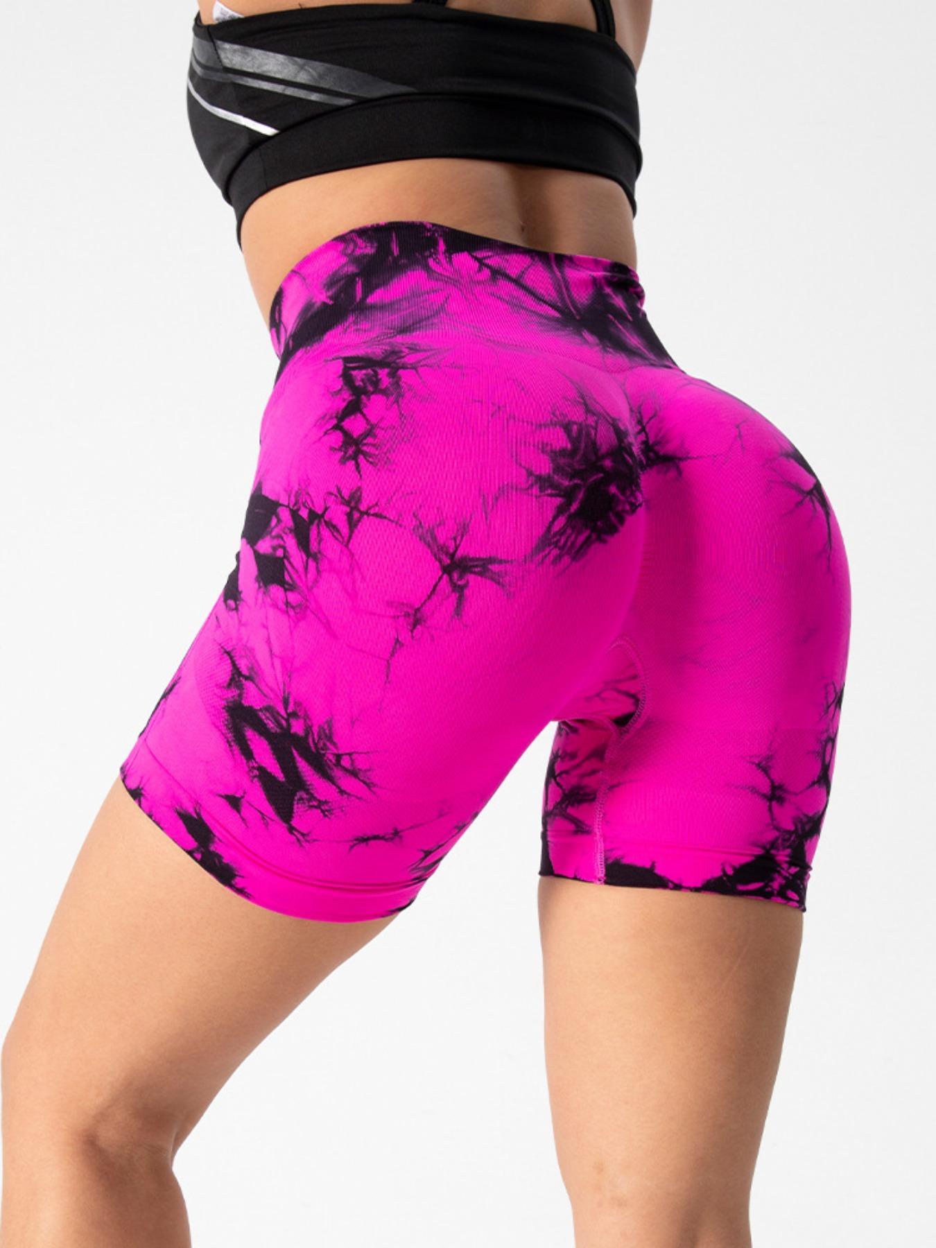 Women's Tie Dye Print Sports Shorts, Casual Comfy Breathable High Waist Skinny Shorts for Yoga Gym Workout Running, Ladies Sportswear for All Seasons, Athletic Shorts, Athleisure Shorts, Comfy Stretchy Shorts