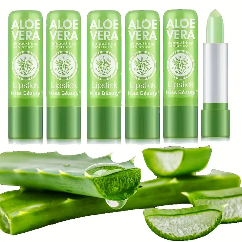 5 long-lasting aloe vera color-changing lipsticks, nourishing lip balm moisturizing temperature-sensitive lip gloss, daily lip care, lip hydration, subtle color change, transparent lip gloss, moisturizing ingredients, nourishing formula, For dry lips