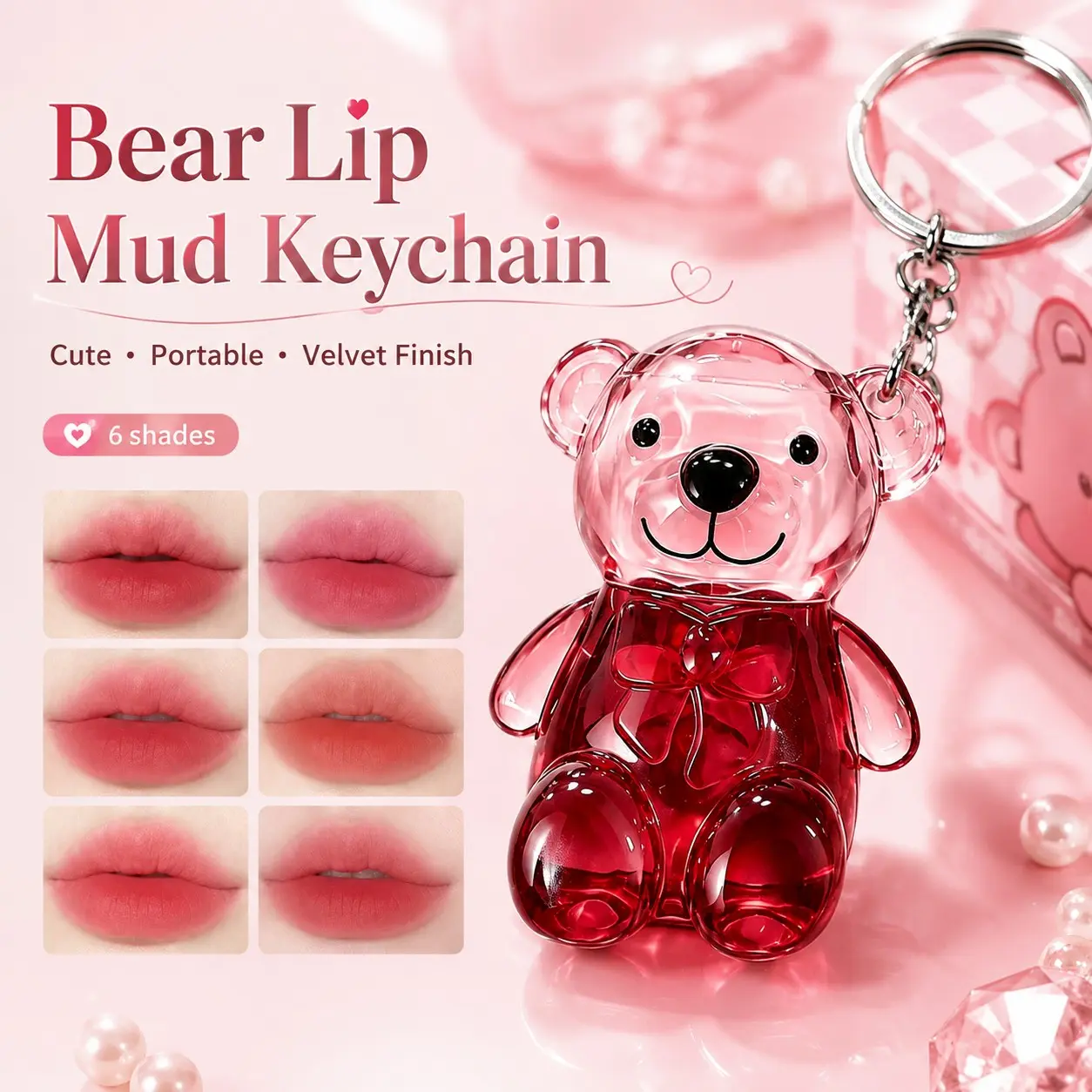 Cute Bear Lip Gloss, Mousse Soft Blur Lip Cream, Velvet Blu Soft-Matte Finish, Affordable Student Makeup, Single Stick Form