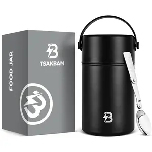 35 Oz Lunch Soup Insulated Food Jar Wide Mouth Insulated Hot Food Container with Spoon for Adults (Black)