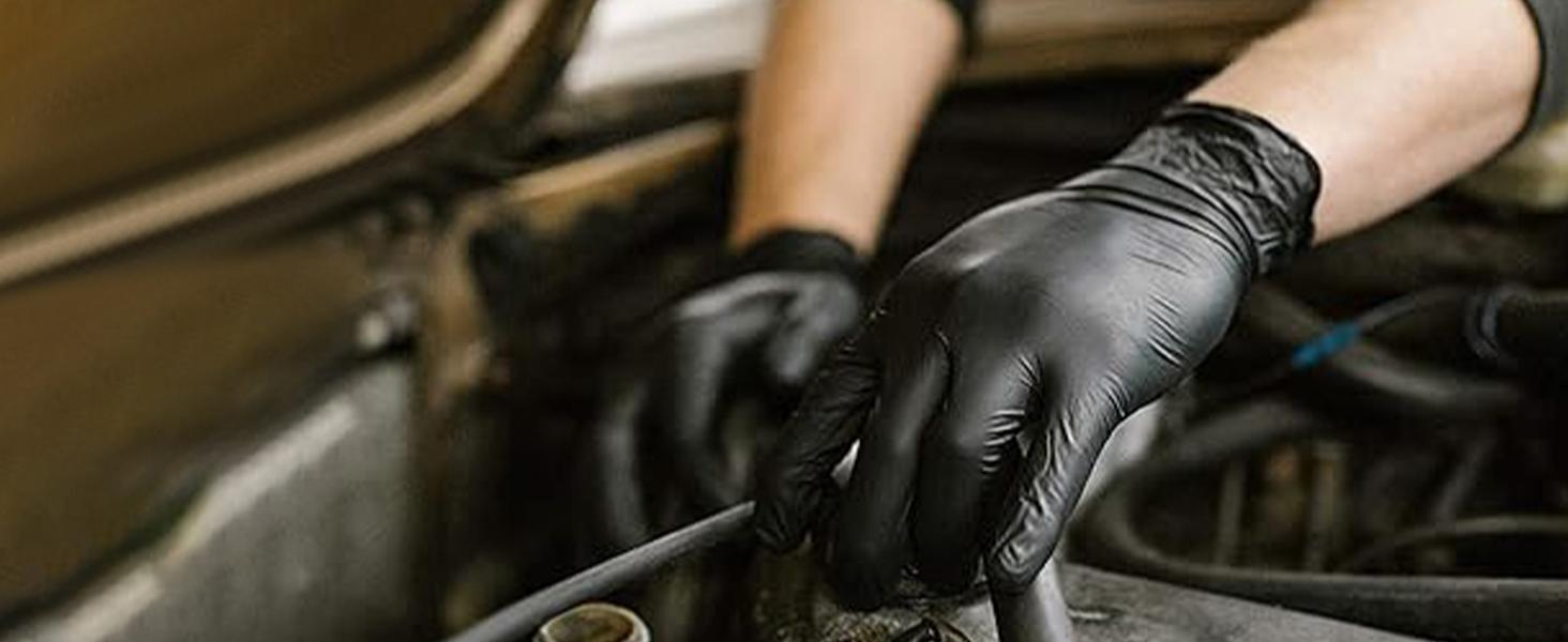 PROMEDIX P Heavy Duty Nitrile Gloves,6mil-100 Count,Black Disposable Cooking Gloves,Latex Free,Powder Free reusable pet hair remover glove mil sterile Wet & Dry Mop Pads Powder-Free