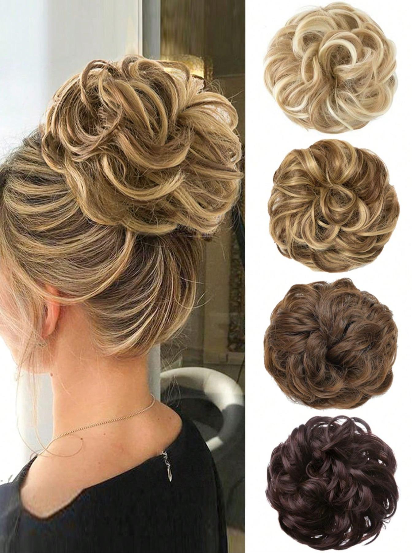 Women's Wavy Clip-In Hair Extensions, Synthetic Ponytail Pieces, Thick High Bun Hairstyle, Daily & Party Use, Adds Volume & Depth, Synthetic Soft Hairpieces