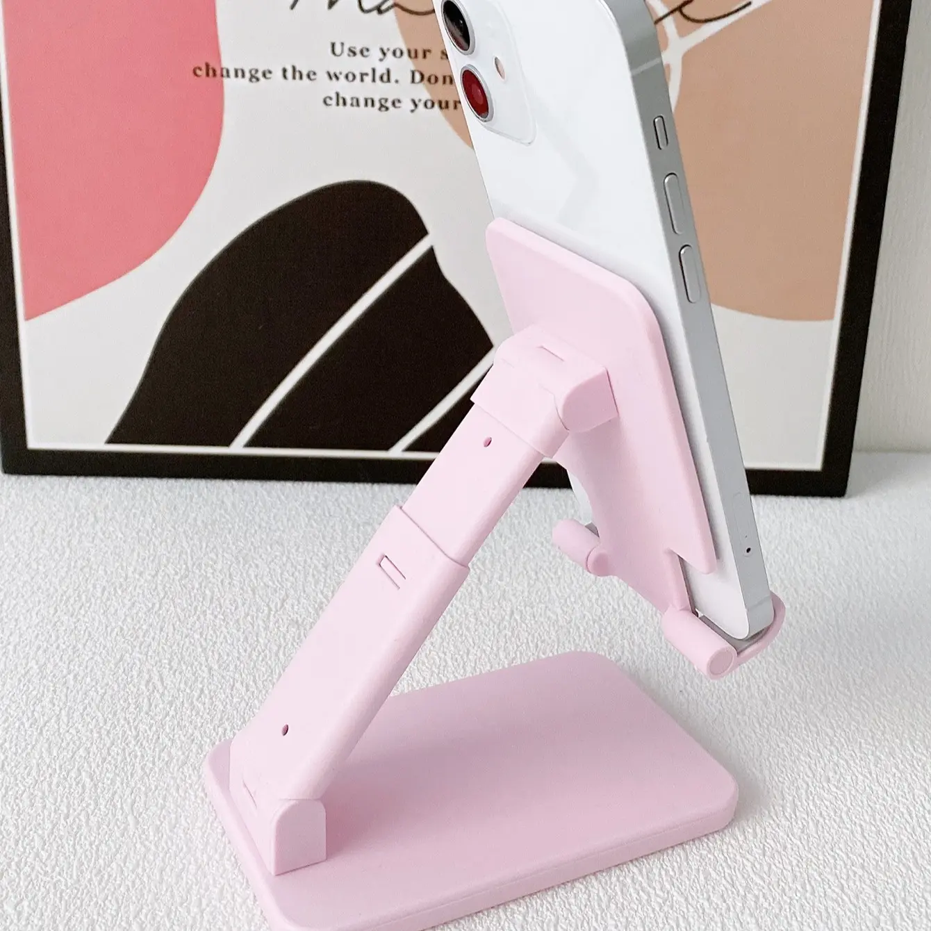 High-Quality Foldable Desktop Phone Holder Stand, Durable PP Material, Ergonomic Design, Space-Saving, Portable, Ideal for Office Use