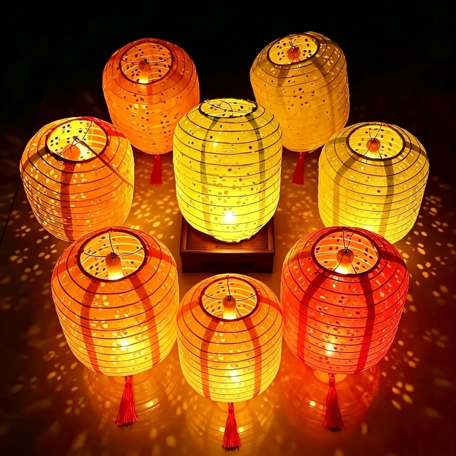 10 count Paper Lanterns with LED Lights,Cute 6 Inch Lantern Colorful  Paper Lanterns Lamp for Lunar  Year Spring Ceremony Wedding,Mid-Autumn , Party Decoration