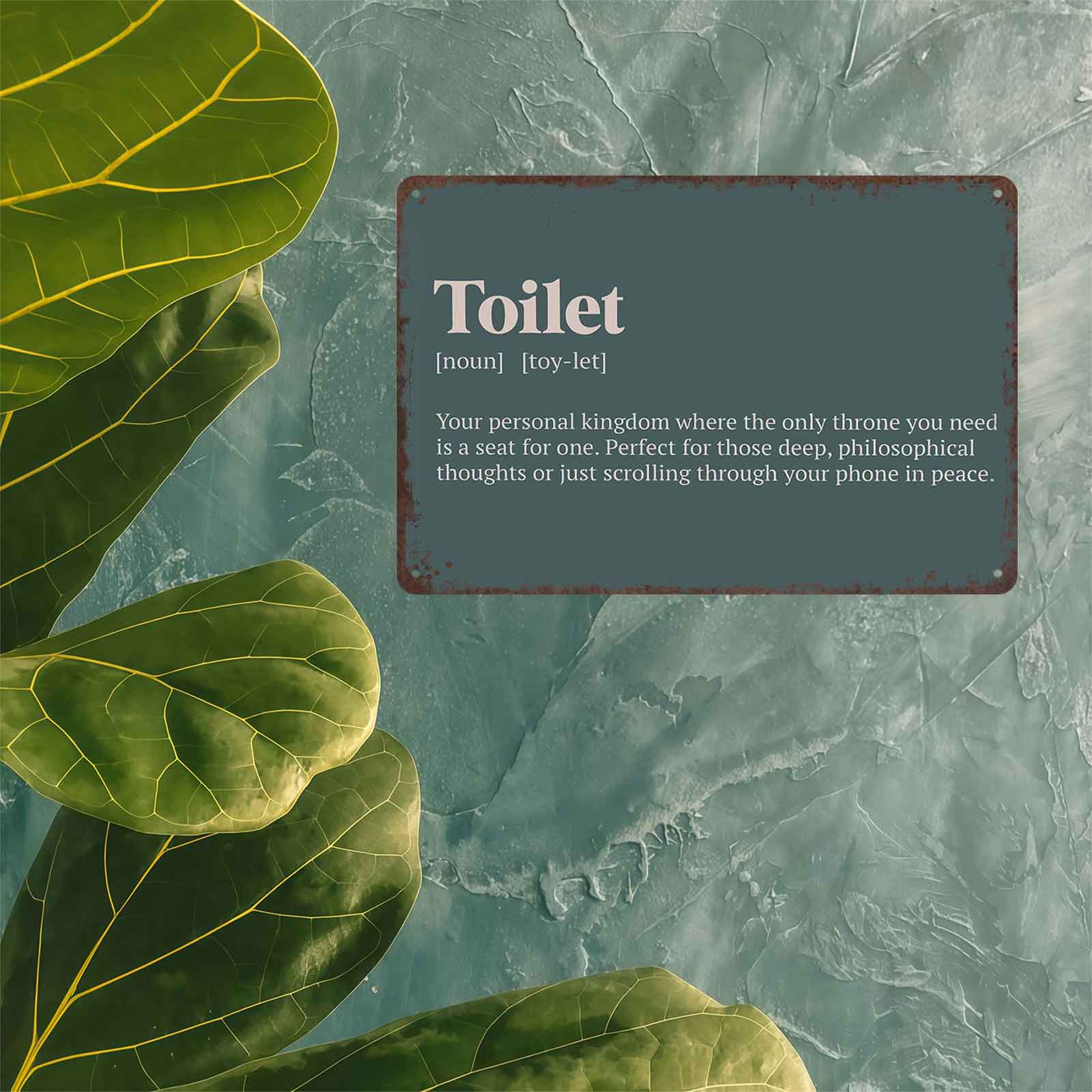 8x12 Inch Aluminum Metal Sign - "Toilet Definition: Your Personal Kingdom" |   Whimsical Bathroom Wall Art, Ideal for Home, Apartment, Dorm, and Cozy Restrooms |   Vintage Tin Plaque, Great Gift for Book Lovers & Phone Enthusiasts