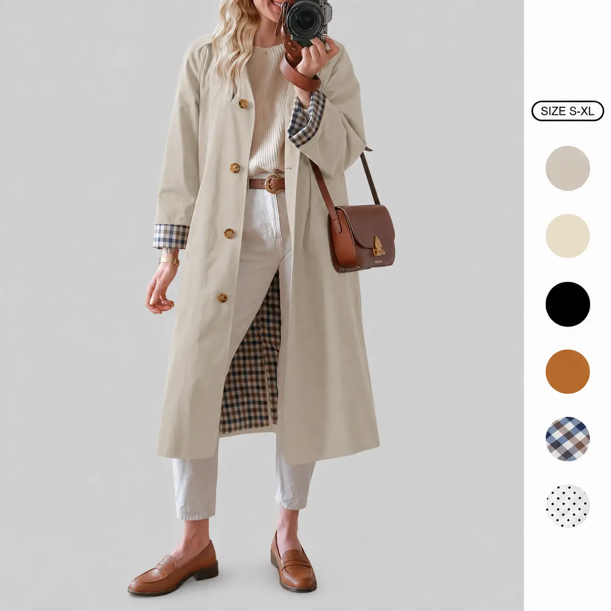 Imily Bela Women's Long Single Breasted Oversized Windproof Trench Coat, Fashion Outerwear for Women