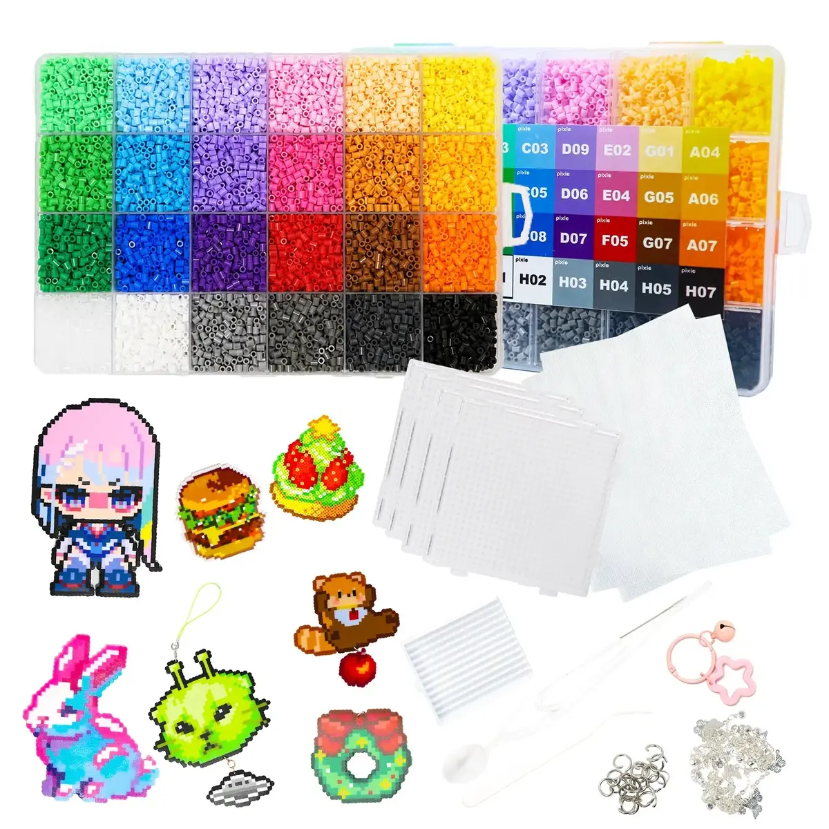 Art Beads Kit, Colorful Beads with Storage Box, Diy Mixed Beads, DIY Handmade Beading Supplies, Jewelry Making, Jigsaw Puzzle Fusion Beans, Beading Making, DIY Beading Accessories