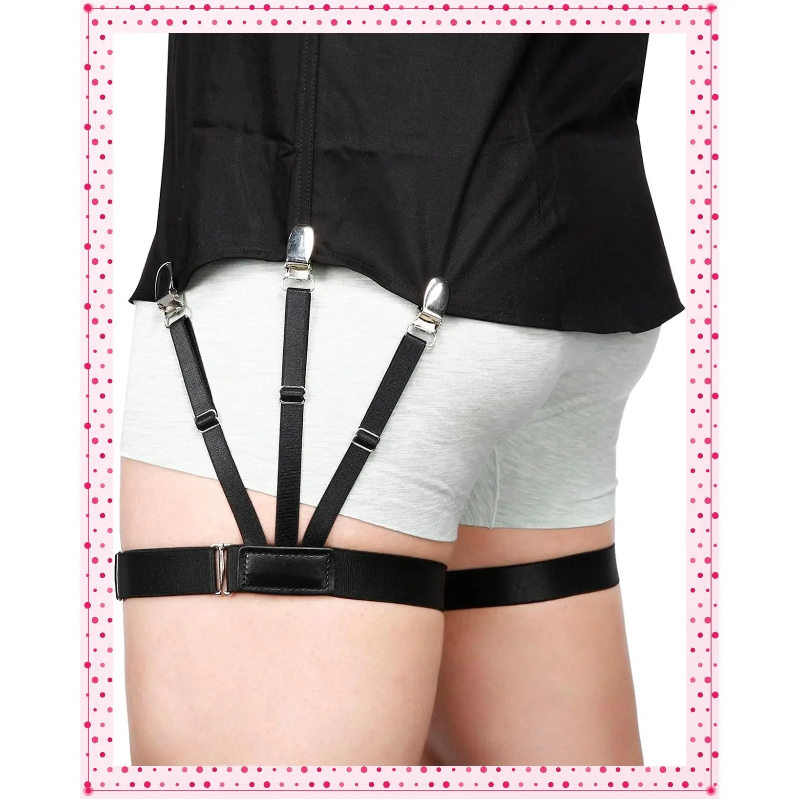 Mens Shirt Stays Upgrade Adjustable Elastic Garter Military Shirts Holder with Non-slip Locking ClampsGift