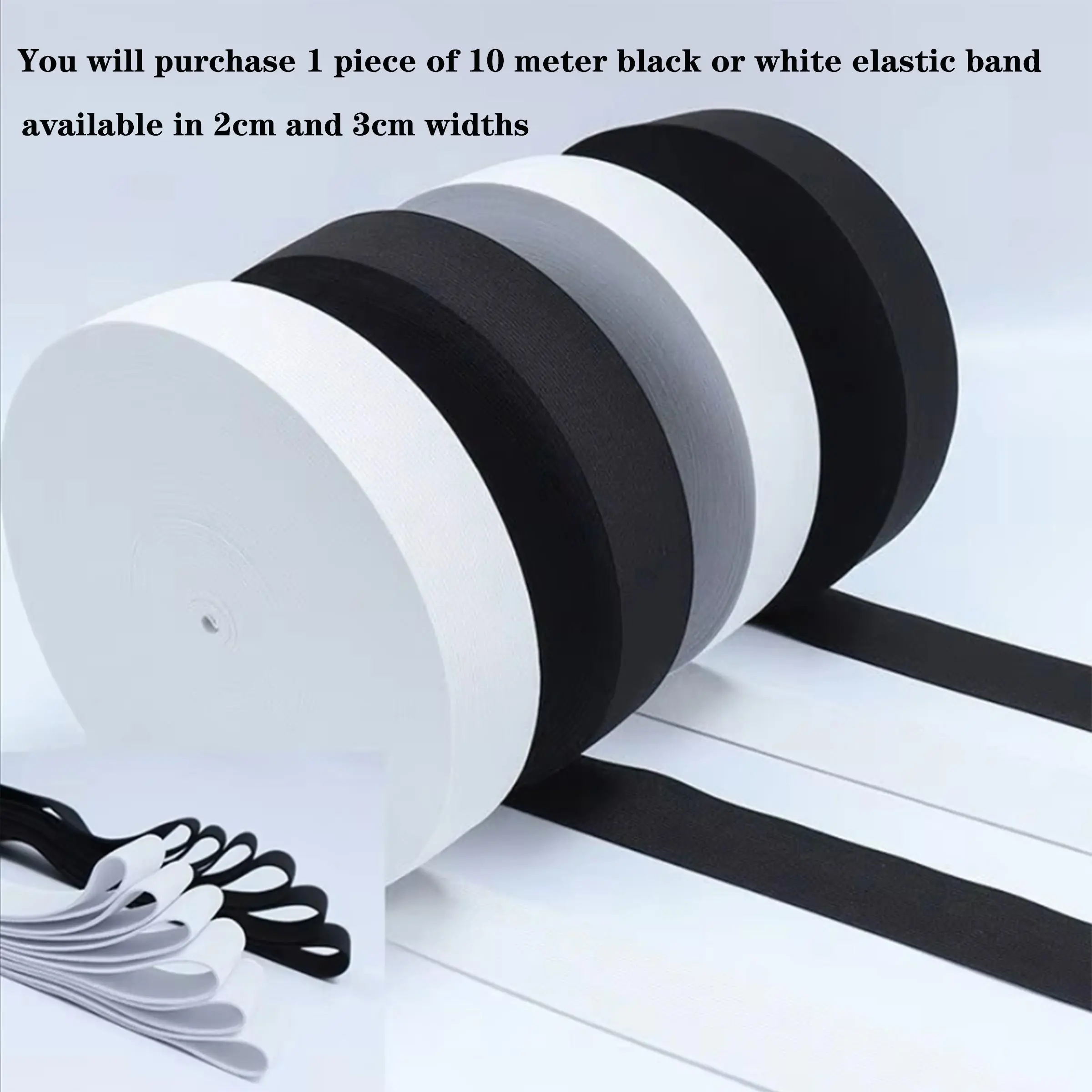 10m Sewing Elastic Band, High Stretch Sewing Elastic, Ideal for Pants Waist, Sleeves, Bed Covers, Clothing, DIY Crafts