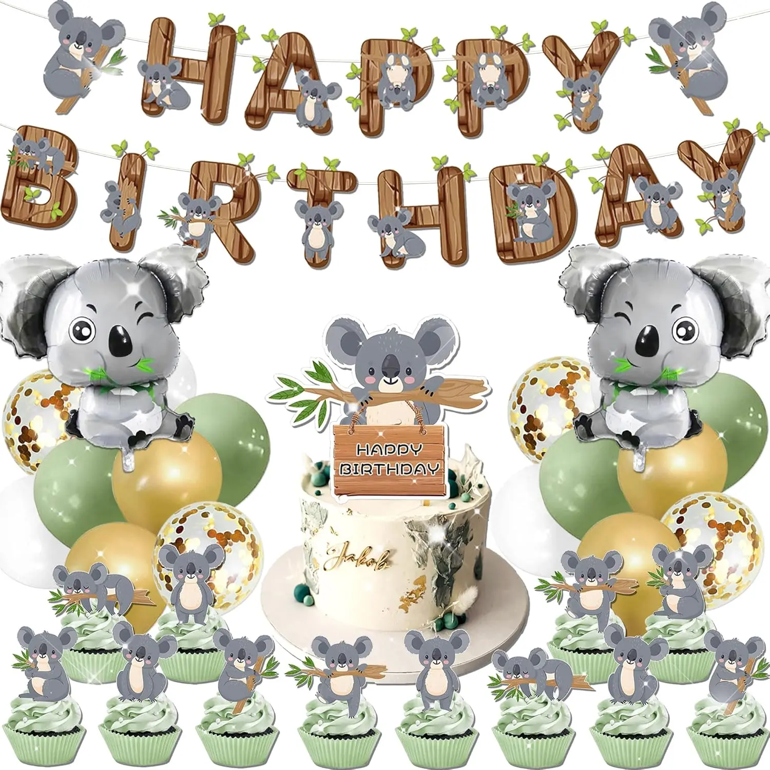 Koala Birthday Party Decorations Banner Balloon Jungle Animal Supplies | Koala Balloon Koala Birthday Banner for Koala Birthday Party Decoration Zoo Junlge Animal Party Supplies