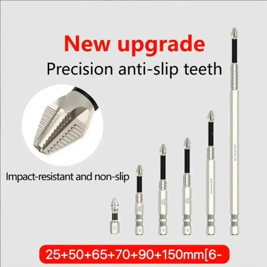6-Pack Titanium Alloy Impact Anti-Slip Phillips Head Screwdrivers, Extra Hard Magnetic, Universal Fit, Durable Tool Set