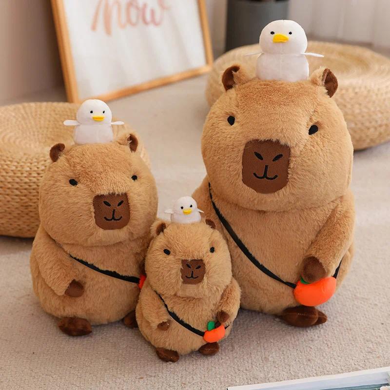 Capybara Plush Toy Simulation Capibara Unicorn Dinosaur Dress Boba Bread Fruit Food Decor Birds Bubble