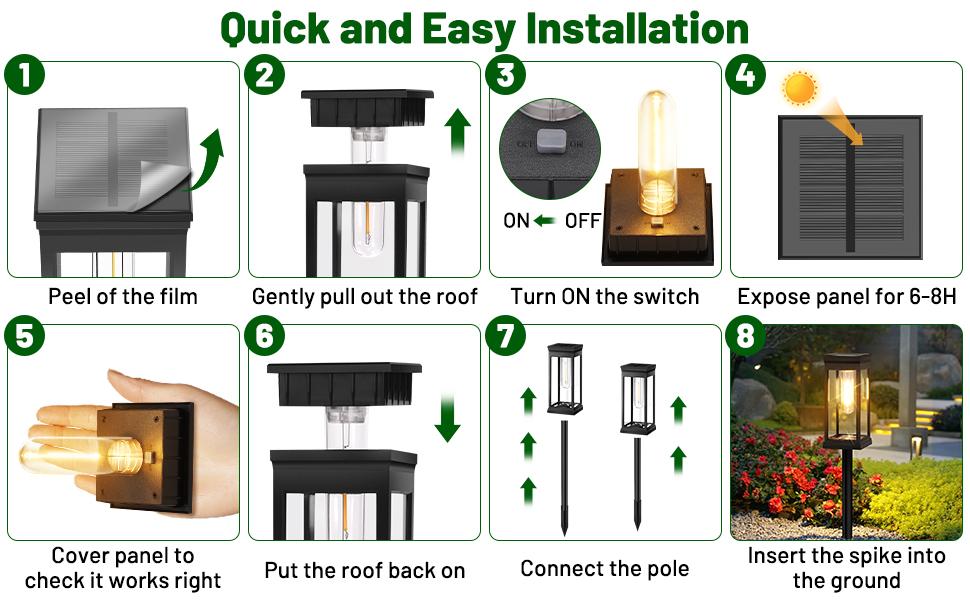 Solar Pathway Lights Outdoor, 8-Pack Large LED Solar Light Outdoor Waterproof, Super Bright Outside Lights for Yard, Sun-Powered Landscape Lighting for Garden Walkway, Warm White Solar Pathway Lights Outdoor, 8-Pack Large LED Solar Light Outdoor Waterproof, Super Bright Outside Lights for Yard, Sun-Powered Landscape Lighting for Garden Walkway, Warm White
