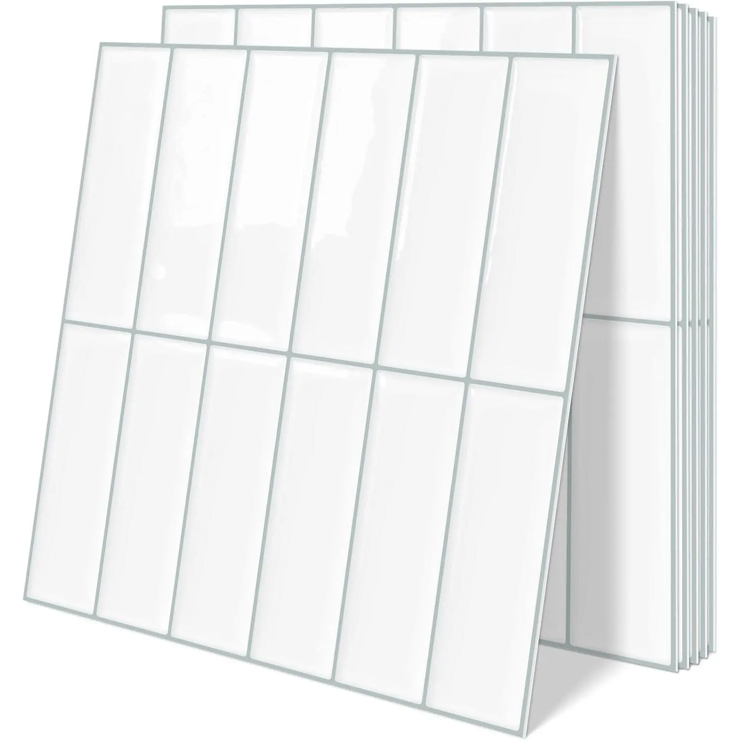 White Glossy Peel and Stick Subway Tile Backsplash - 10 Sheets Pack, Easy Install for Kitchen Wall (Home Improvement Building Supplies), Glossy Finish