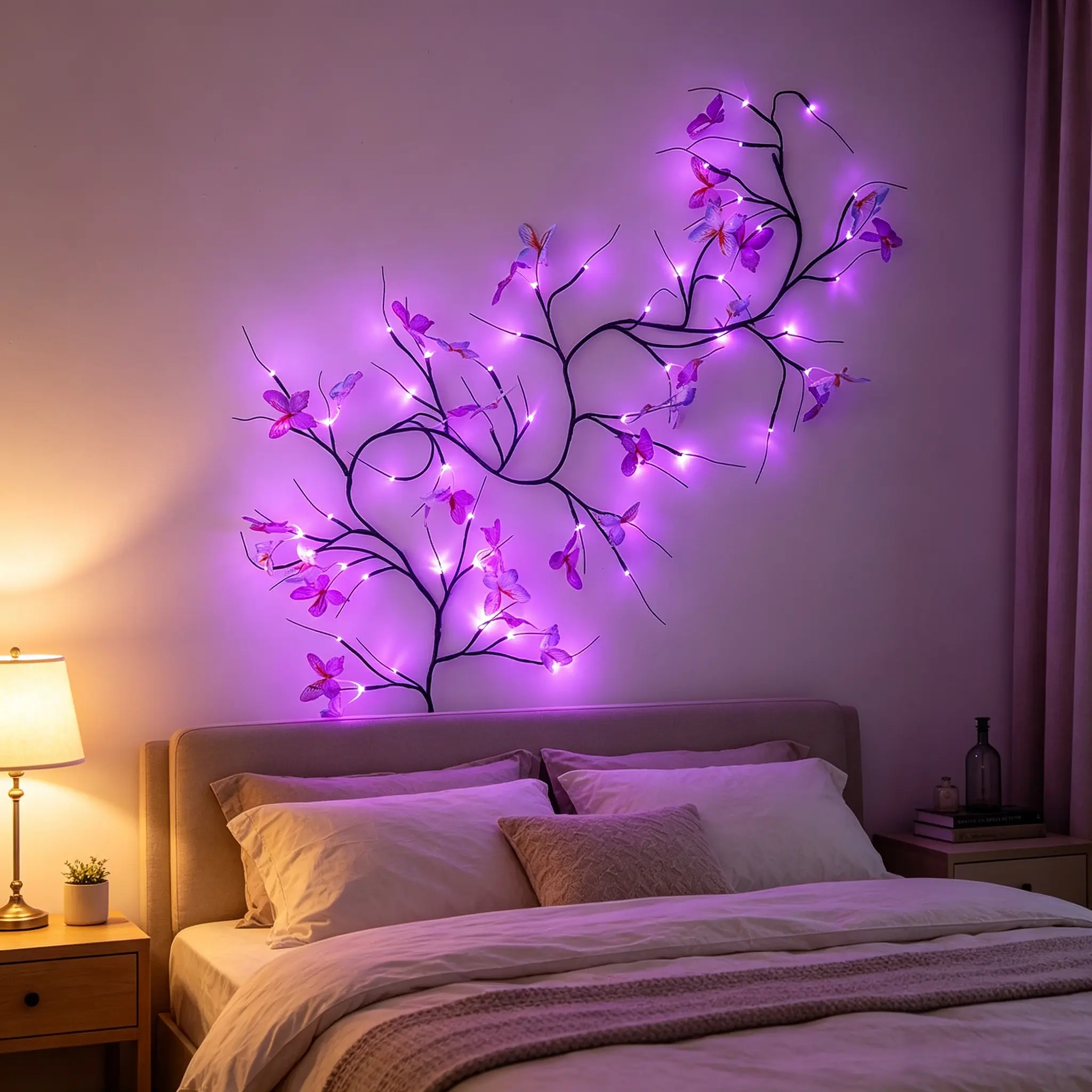 Butterfly DIY Tree Light, 8 Flash Modes USB Decorative Lamp, 54 LED, 1.8m Halloween Lamp, Home Atmosphere, Festival Decoration
