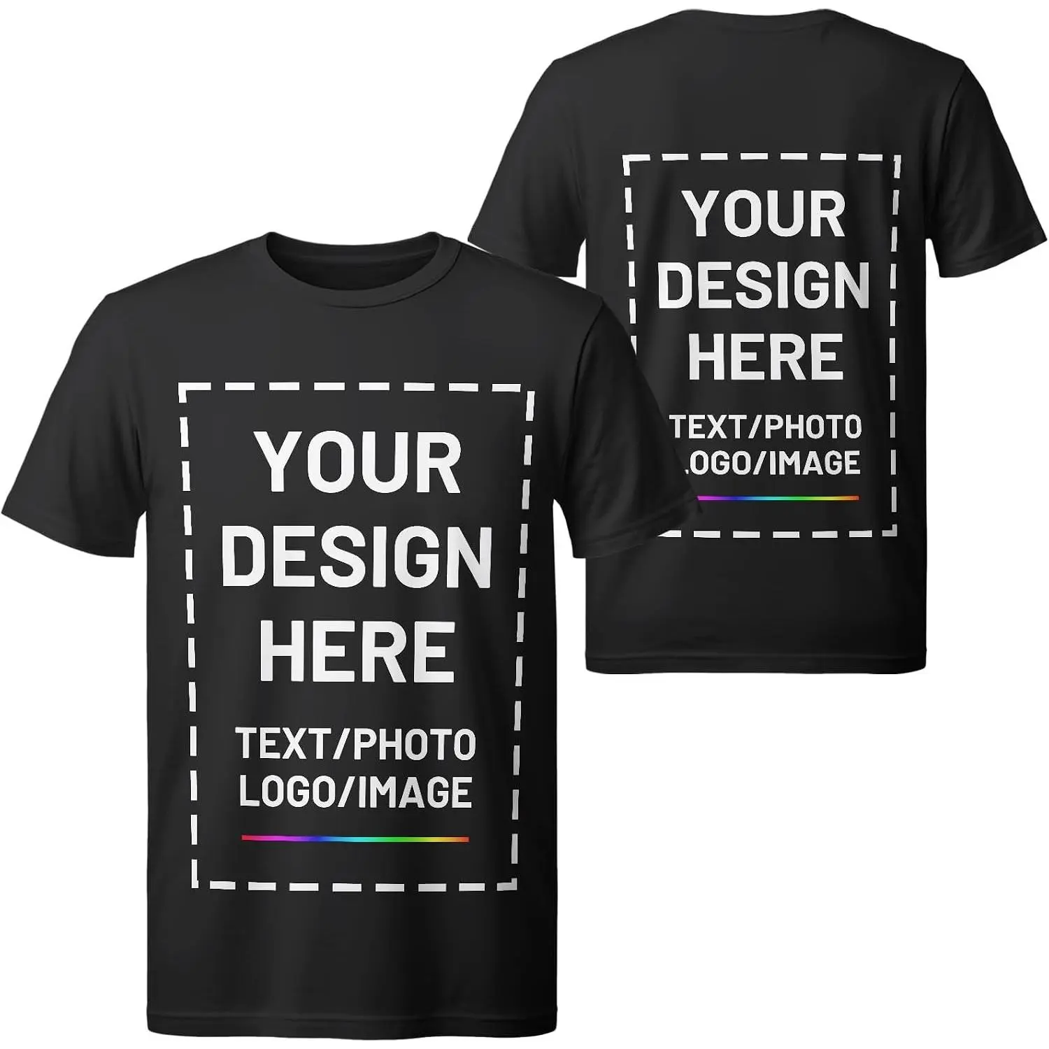 Custom T Shirts for Men Women, Personalized Shirts with Photo Logo Text, Customized T-Shirt Front & Back Print