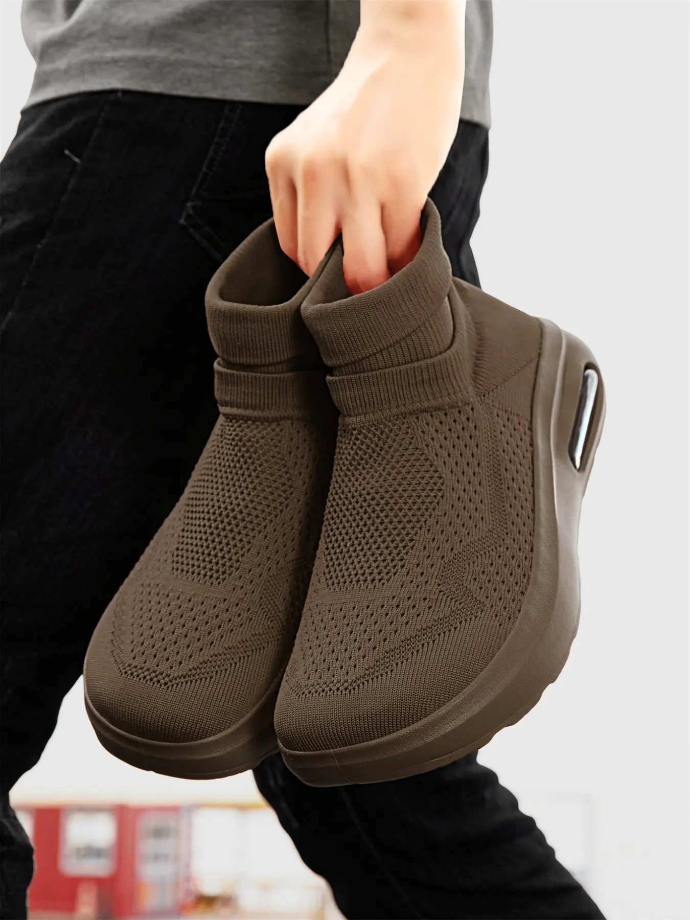 Men's Slip-On Casual Shoes, Breathable Knit Sport Sneakers, Lightweight Eva Sole, Round Toe, Textile Upper, All Season Comfort, All Seasons Sneaker, Trainer Footwear