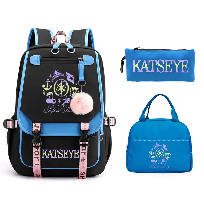 K-Pop Inspired Backpack Set, Korean Style Lightweight Student School Bag, 3PCS Large Capacity Backpack Set for Kids Teens