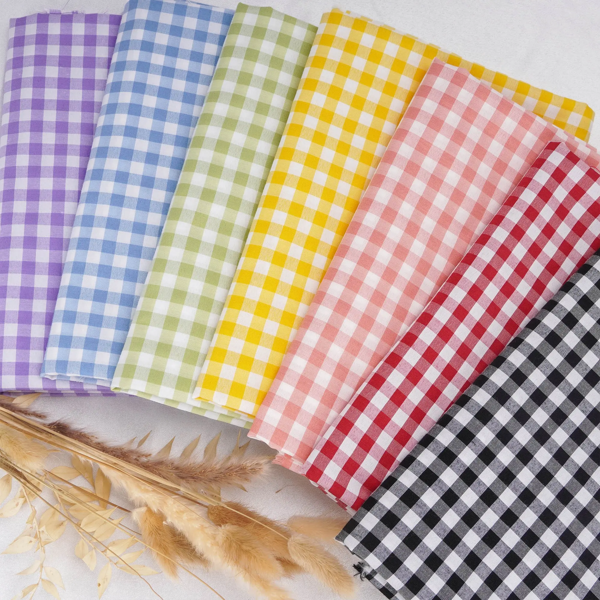 Polyester Small Grid Print Fabric, Ideal for Sewing DIY Crafts, Bowls, Clothing, Sofa Cushions, Tablecloths, Home Decor