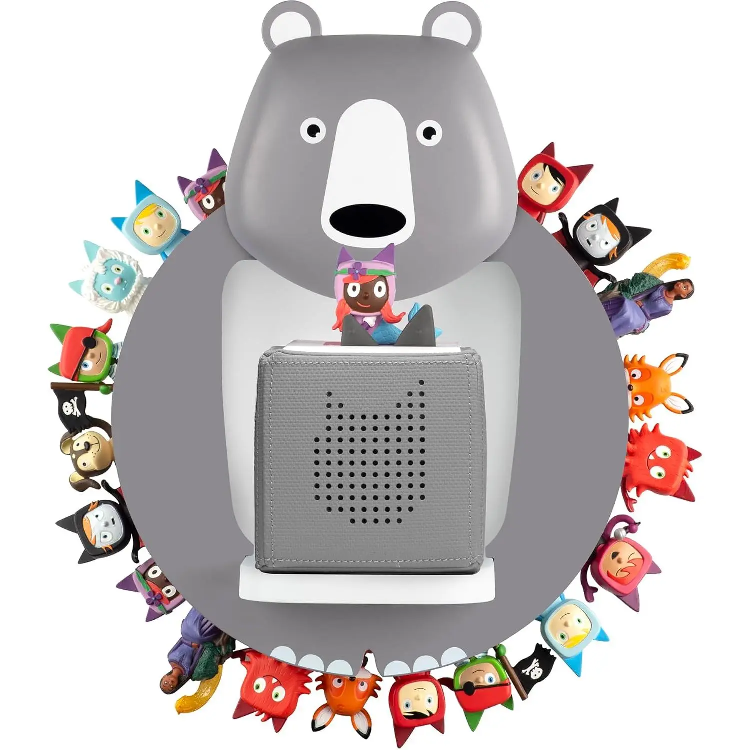 TonieBox Storage, Tonies Storage Shelf,Creative Bear Design Children's Magnetic Tonies Shelf,30-40pcs Tonies Figures Floating Shelf for Tonies Figures Display(Grey).