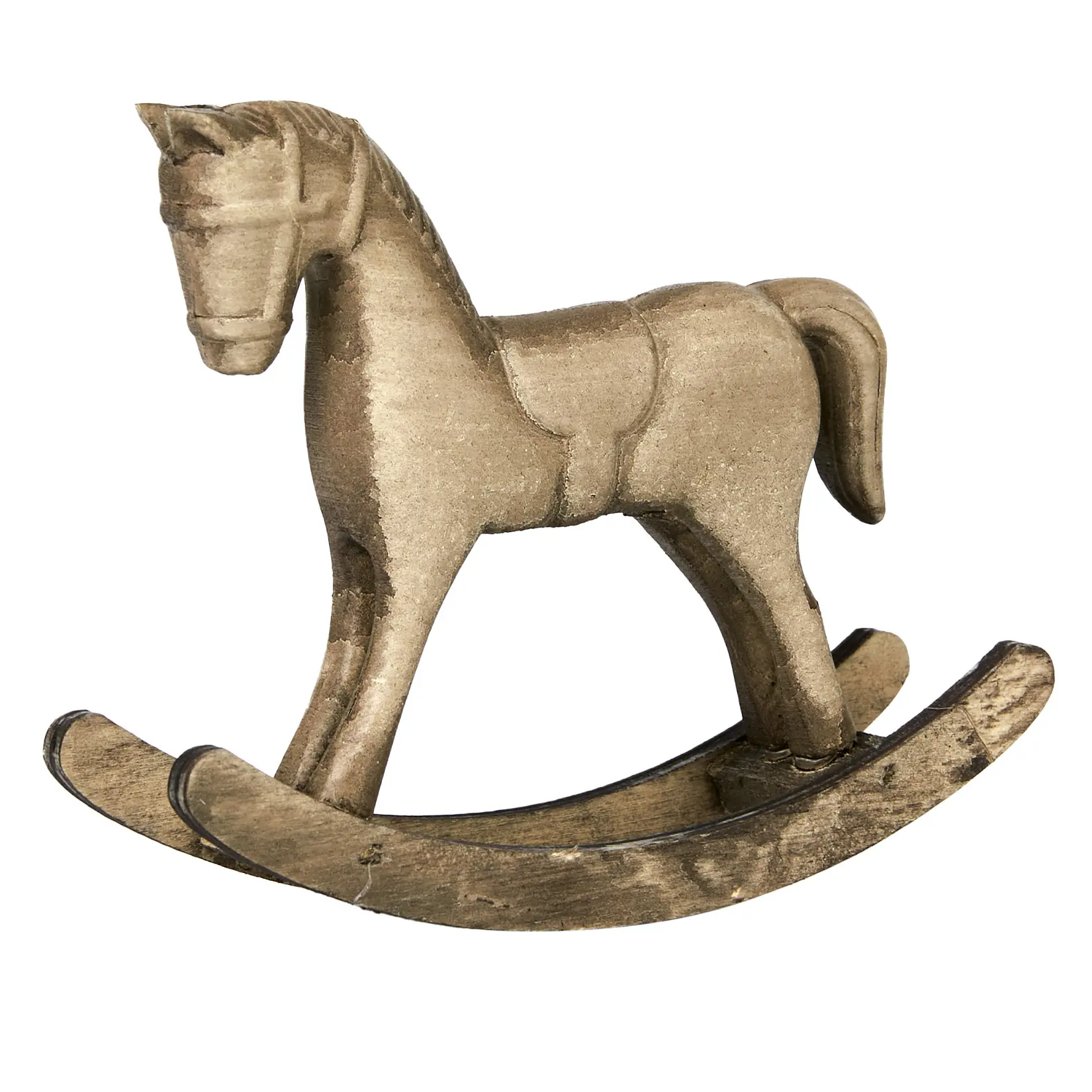 6pcs Vintage Wooden Rocking Horse Sculptures, Distressed Light Yellow Handcrafted Ornaments for Shelf & Mantel, Home Decor Collectibles