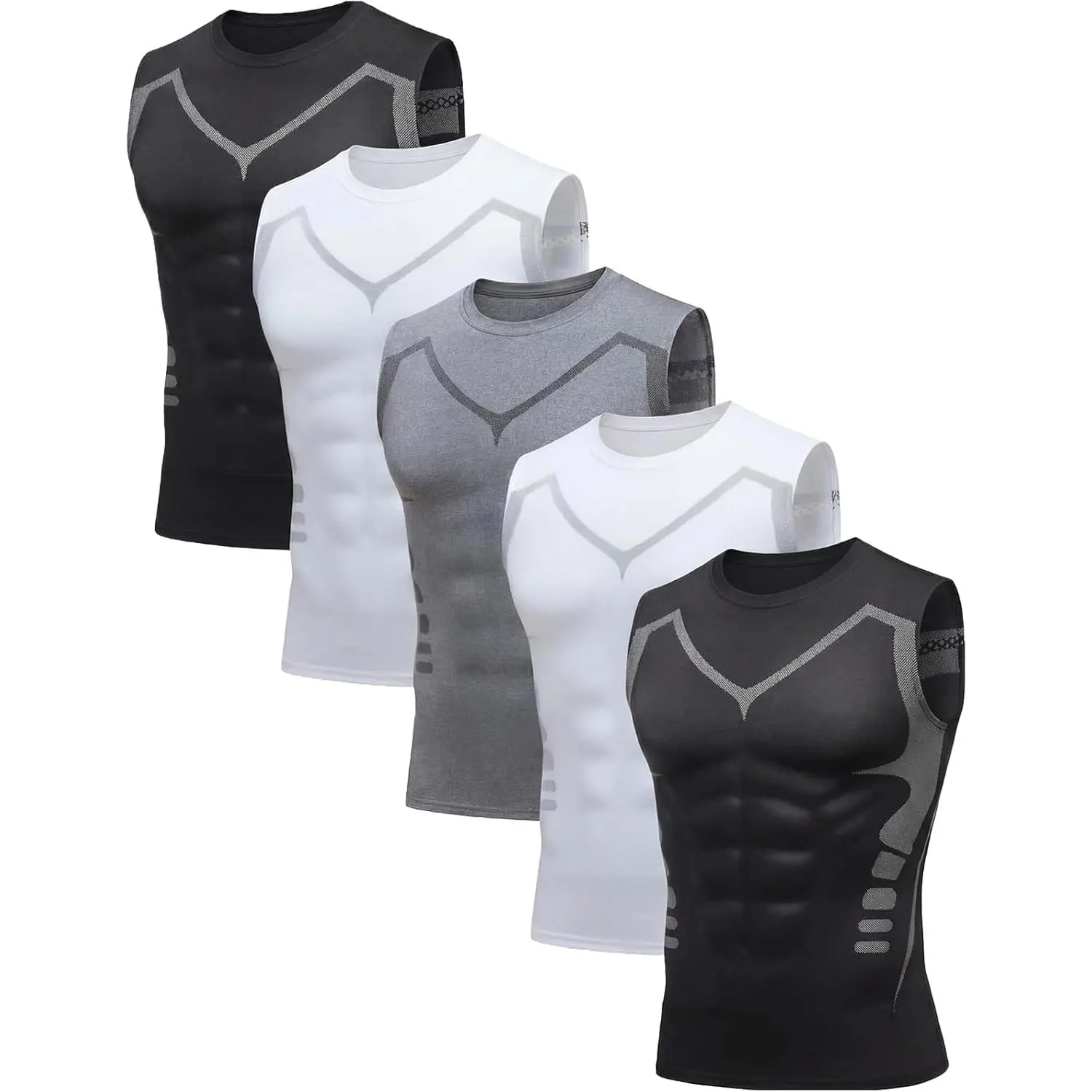 5 Pack Mens Sleeveless Workout Tank Tops Dry Fit Athletic Muscle Tee Shirts Black &White Undershirts for Gym, Running