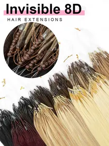 50pcs Invisible Nano Rings Hair Extensions, 100% Premium Human Hair Loop Clips, 12-20 Inches, No Trace, Natural Look, Easy to Use