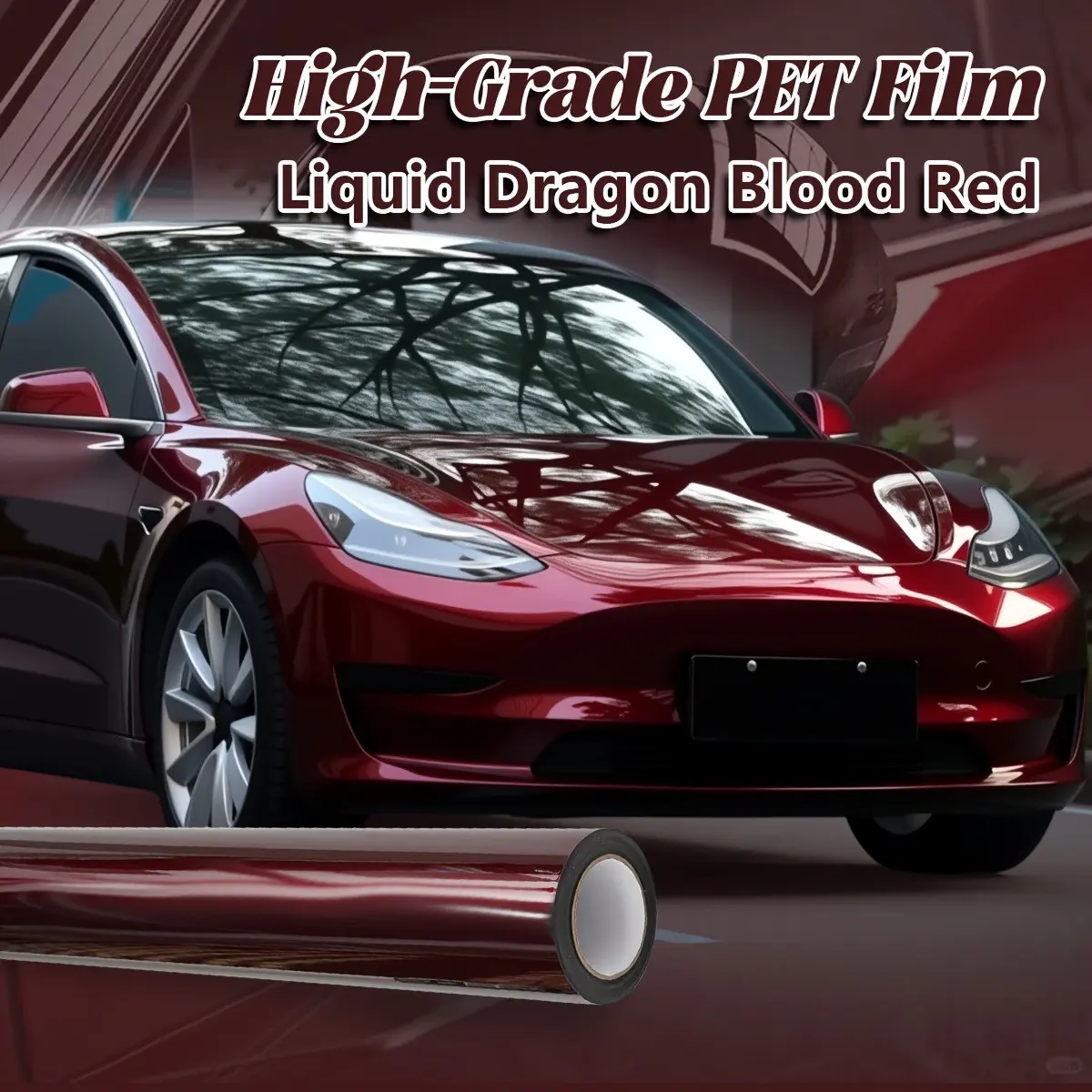 Liquid Dragon Blood Car Film, Automotive, UV-Resistant Waterproof Pet, Glossy Finish, Easy Peel, Multi-Vehicle Use, Motorcycle & RV Compatible