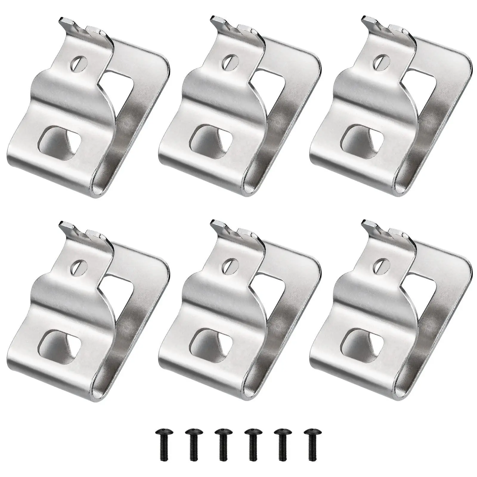 6-Pack Stainless Steel Dewalt 20v Drill Belt Clip, Durable Heavy Duty Metal Tool Storage Hook, Compatible with Dcd980/dcd985 Series, with Screws