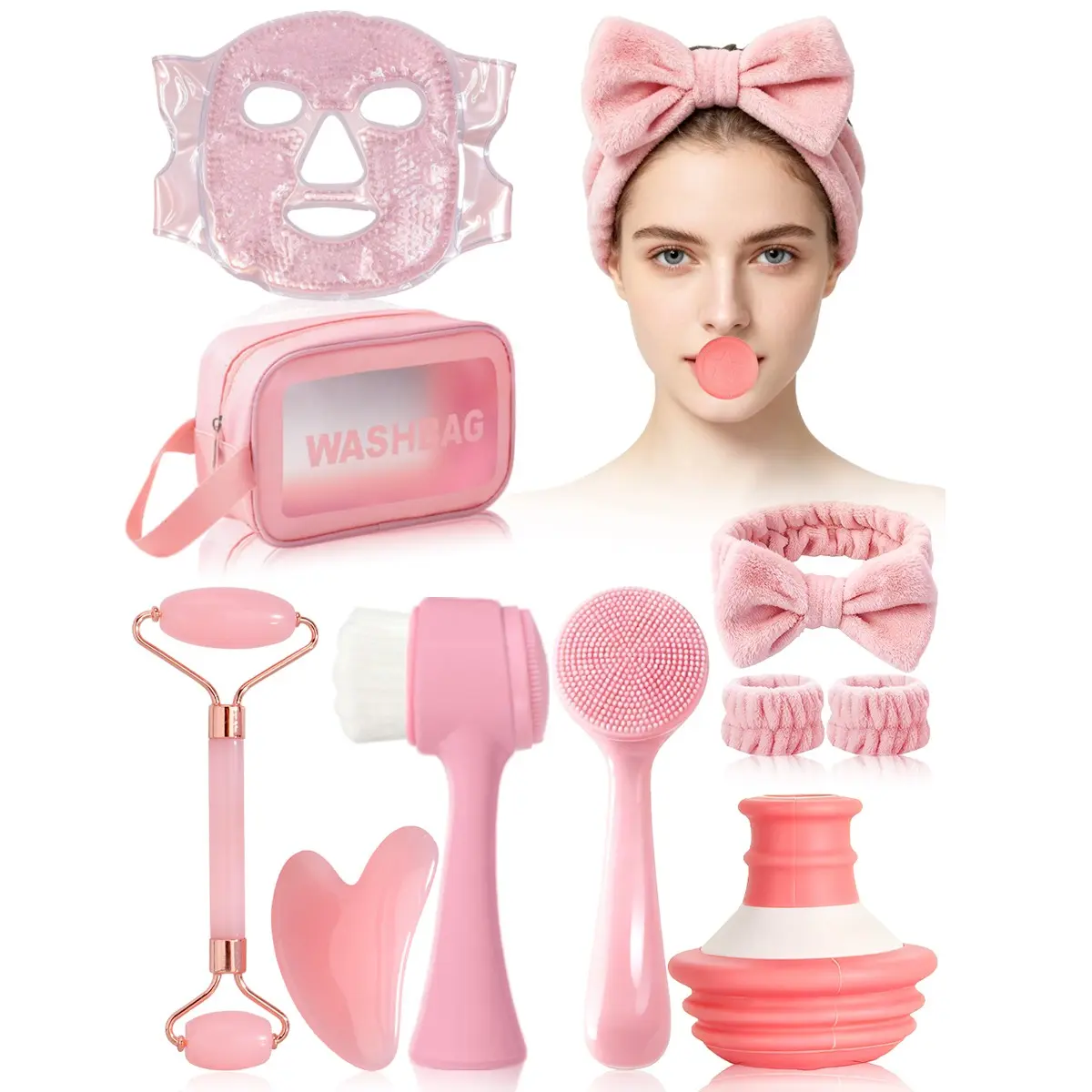 10pcs Facial Beauty Care Kit, Skin Care Tools, Massage Tools, Cleansing Brush, Jaw Exercise, Home Use, Gift for Sisters, Moms, Wives