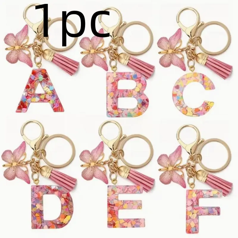 Cute Butterfly Girly Keychain Letter Initial Charm, Wallet Bag Backpack Pendant, Earbud Case Cover, Women's Gift, Valentine's Day, Mother's Day
