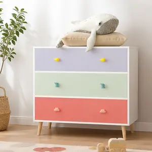 ARCH Kids 3 Drawer Dresser, Solid Wood and MDF Colorful Chest of Drawers, 11.81" W x 31.50" D x 28.94" H, Baby Nightstand Storage Cabinet for Toddler Child Bedroom, Nursery, Living Room, Closet, Apartment, Colorful Color Options, Solid Wood+MDF Mater, Ant