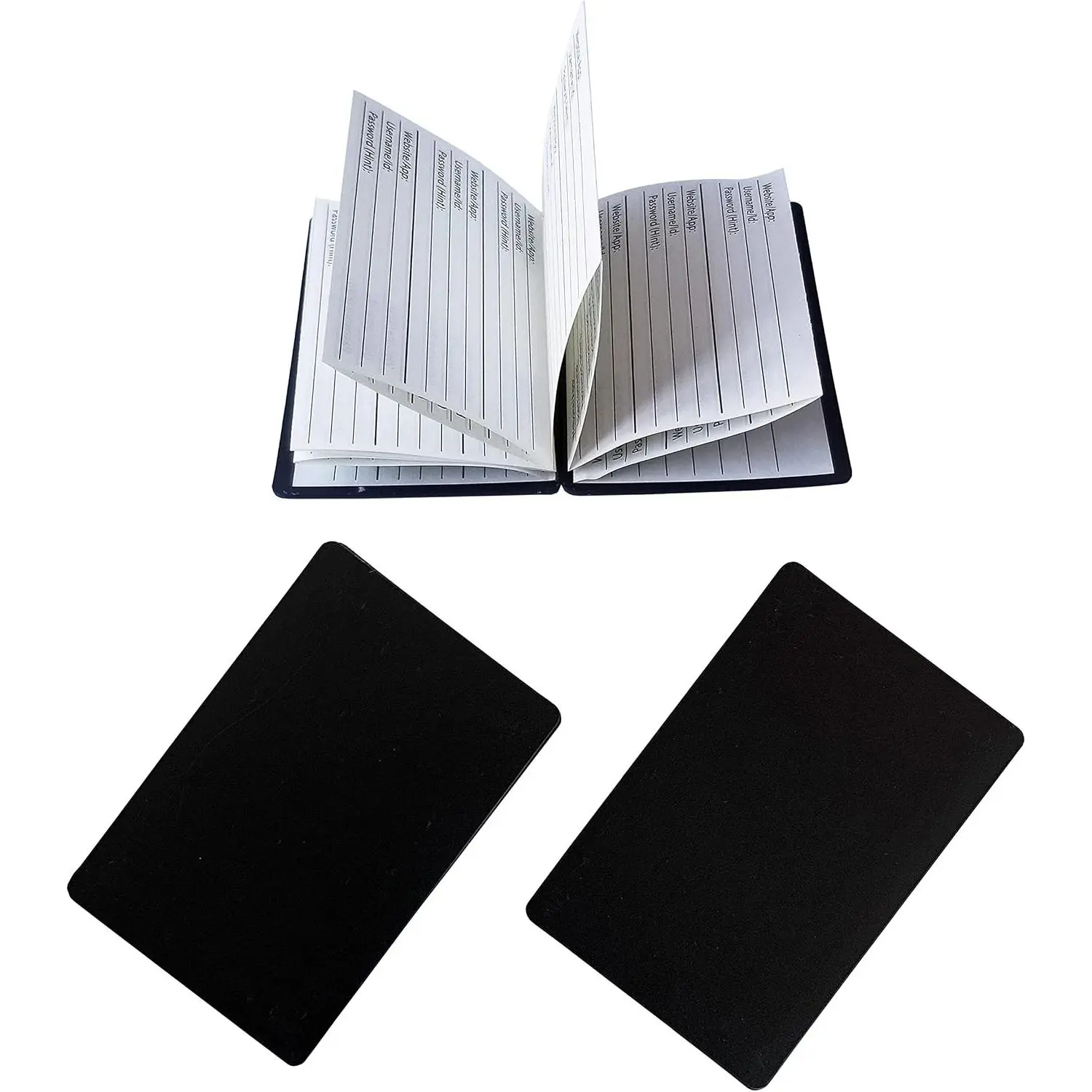 Magnetic Password Keeper - Credit Card Size Pocket Password Journal - Magnetic Wallet Book, Portable Website Name,Username,ID,Password Organizer - Set of 2,Black,3 58inchL x 2 58inch 18inch