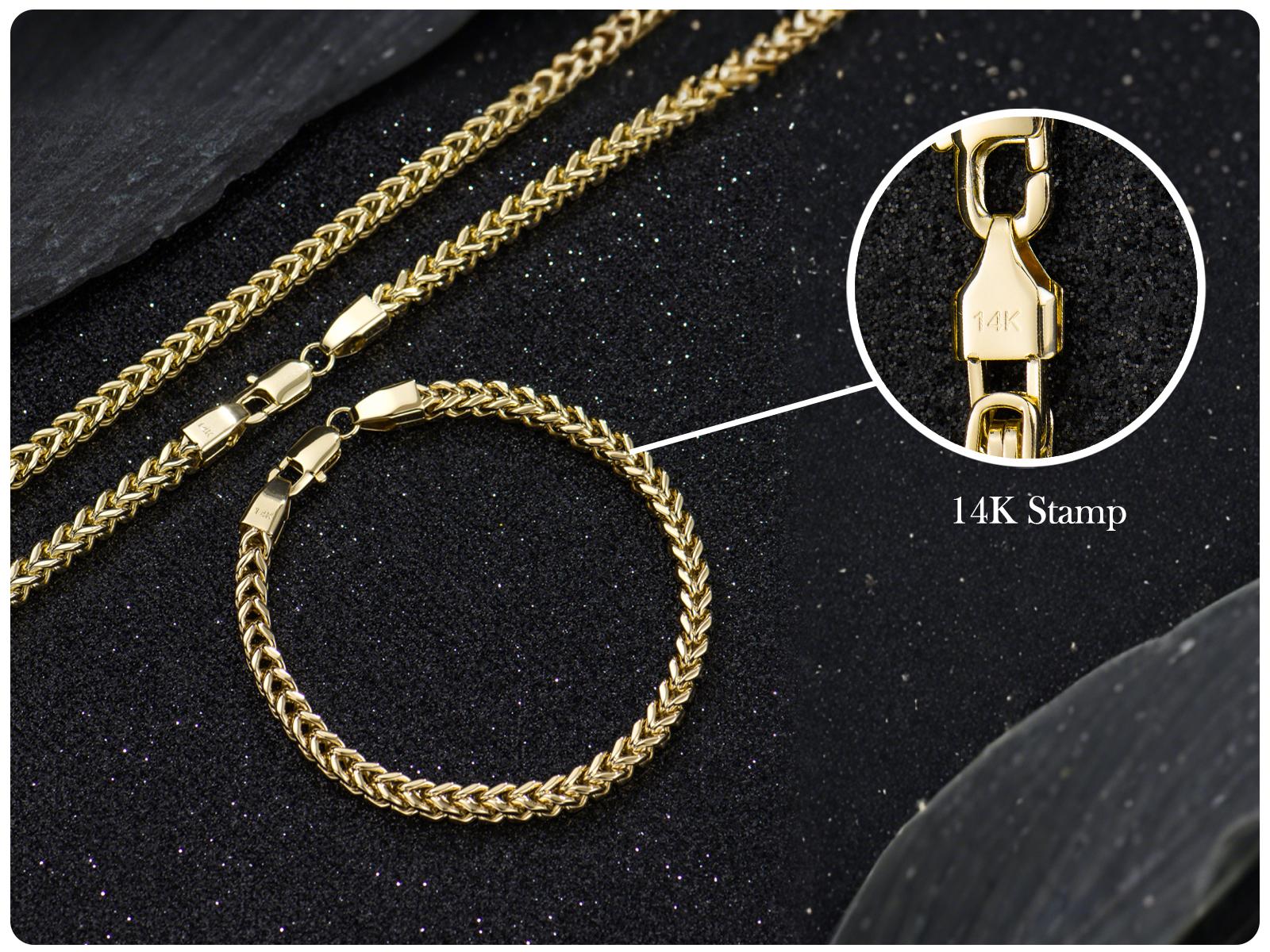 14K Gold Plated Franco & Byzantine Necklace and Bracelet Set, 5.5mm 24 Inch, Gold Plated Jewelry, Trendy Gold Plated Chain Necklace, Affordabl Necklace, Gold Plated Gifts for Fashion Lovers