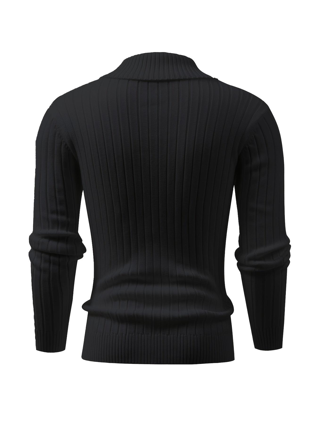 Long Sleeve Men's Casual Knit Sweater with Twist Rope Design, Lapel Collar Pullover for Fall/Winter