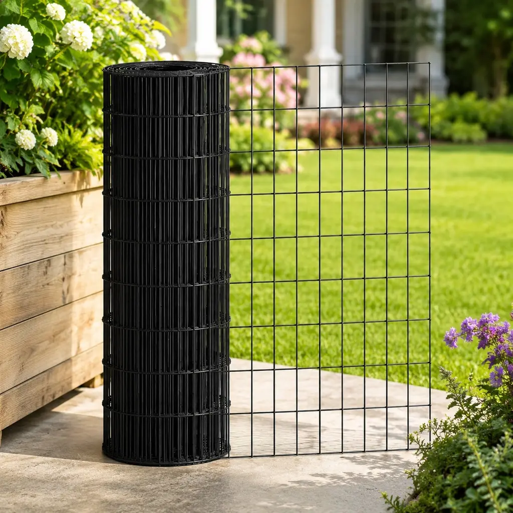 ARCH 48in High 99ft Long Black PVC Coated Welded Wire Mesh Fence, 16 Gauge 2/3in Mesh 45.0 lb Heavy Duty Galvanized Steel Poultry Netting for Chicken Coop, Garden Plant Support, Blends Into Landscapes, Deer Barrier