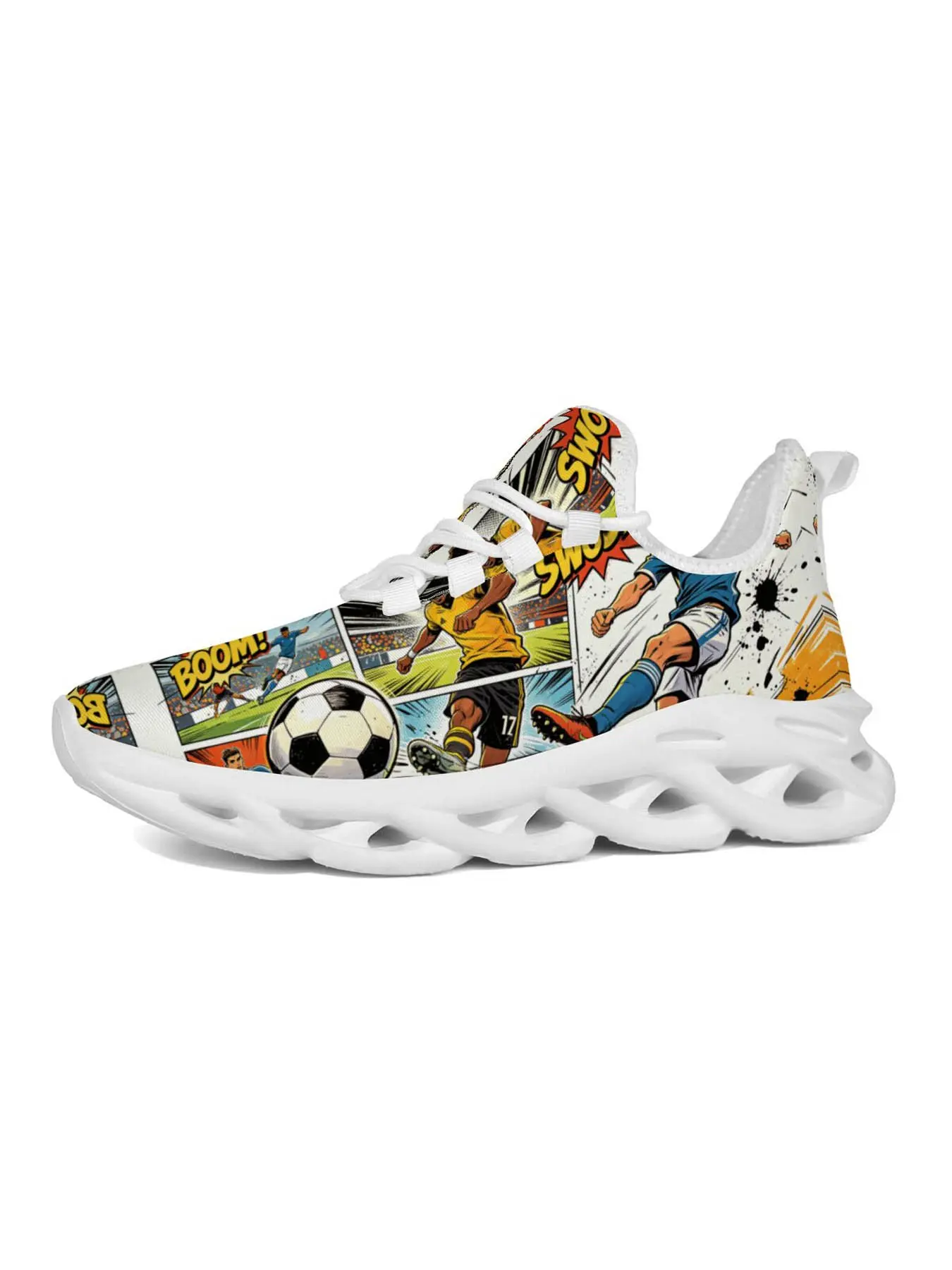 Cartoon Style Kids Casual Running Shoes, Retro Comic Street Fashion, Unique Print, Vibrant Colors, Classic Versatile, Boys Teen School Sports Wear