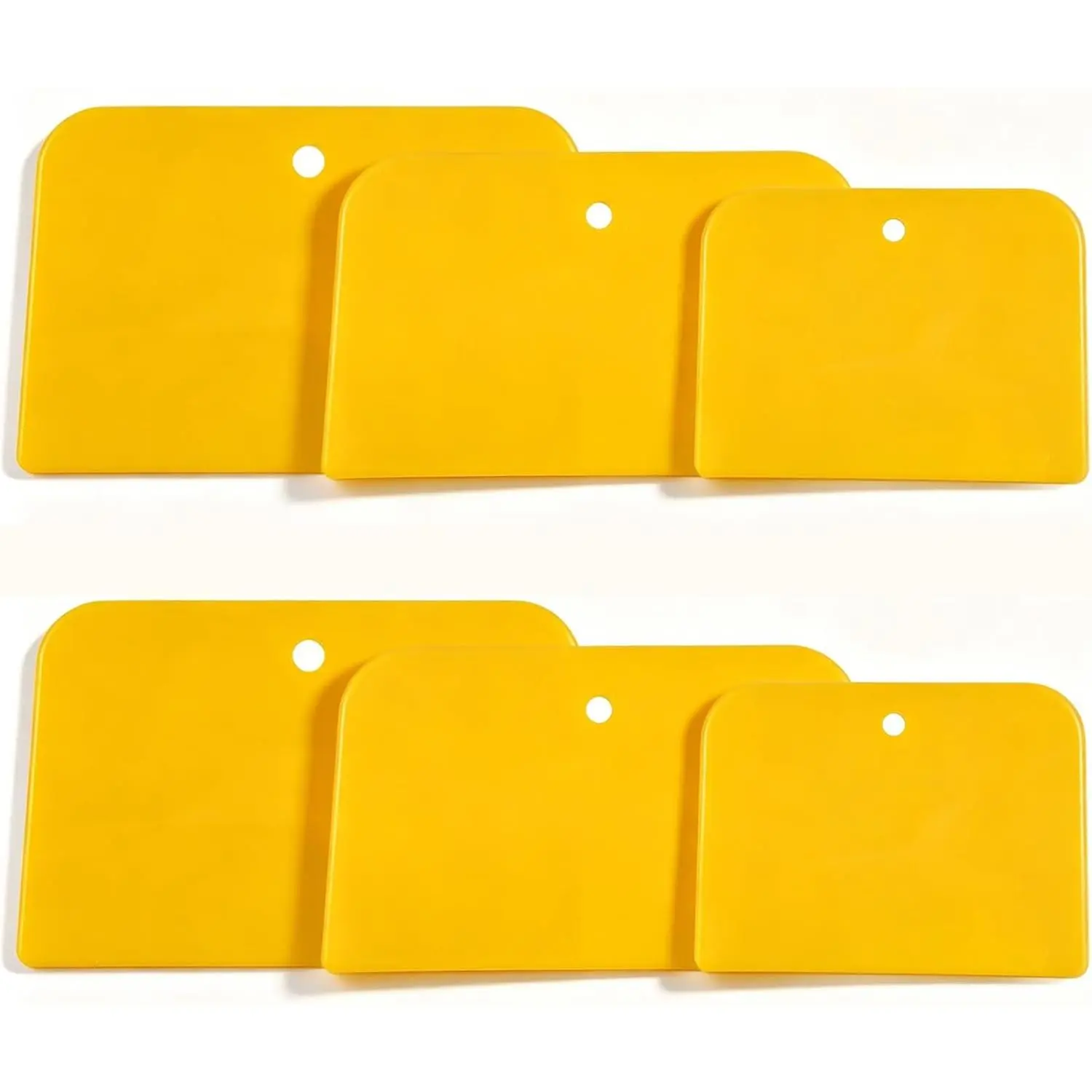 6-Count HDPE Flexible Plastic Filler Spreaders - 4/5/6 Inch Curved Edge Applicators for Auto Shop & DIY Users, Auto Repair Putty Scrapers, Caulk & Wall Repair Tools