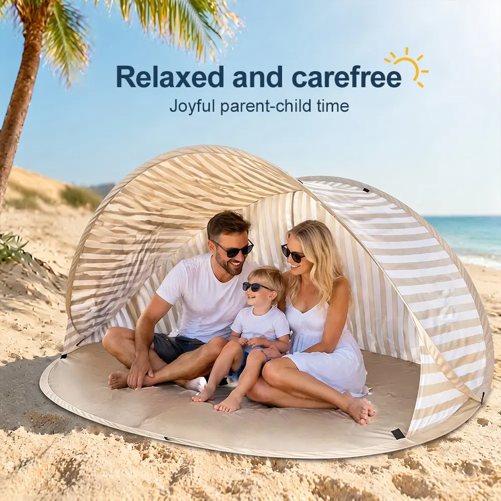 Instant Pop Up Beach Tent, UPF50+ UV Protection Outdoor Sun Shade Canopy, Easy Up Canopy, No Assembly Lightweight Portable Popup Shelter for Beach Park Lawn Picnic, Family Kids Camping Sun Shelter