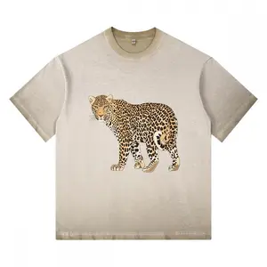 Vintage-style jaguar wildlife graphic washed T-shirt