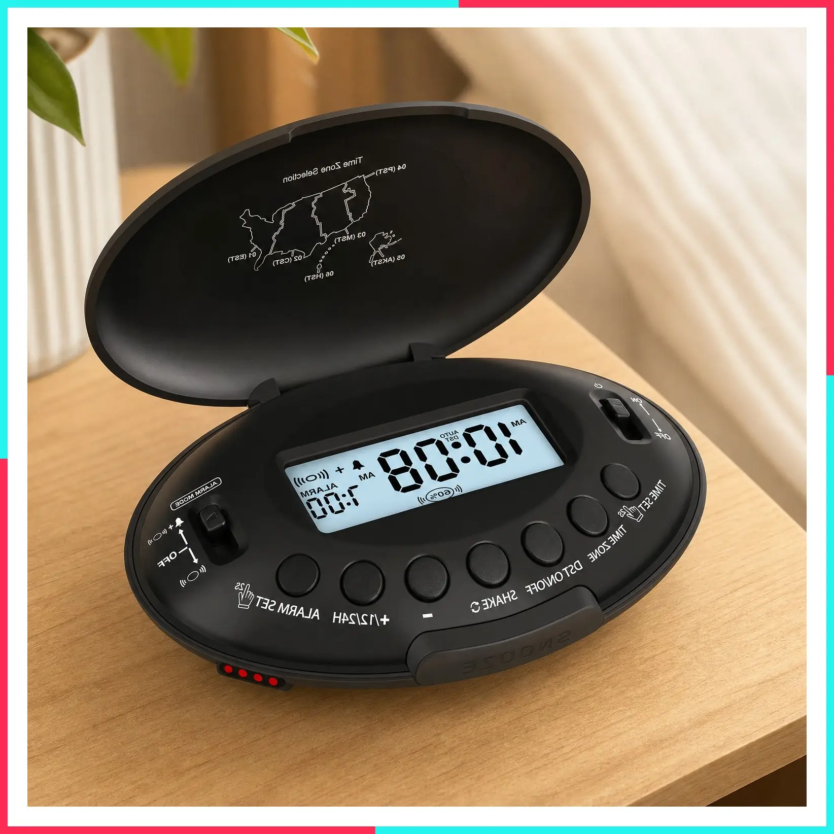 Vibrating Alarm Clock for Heavy Sleepers Adults Under Pillow | Bed Shaker Alarm Clock for Teens, Kids & Hearing Impaired, Rechargeable Battery Operated for Bedroom/Travel, Auto DST, Backlight