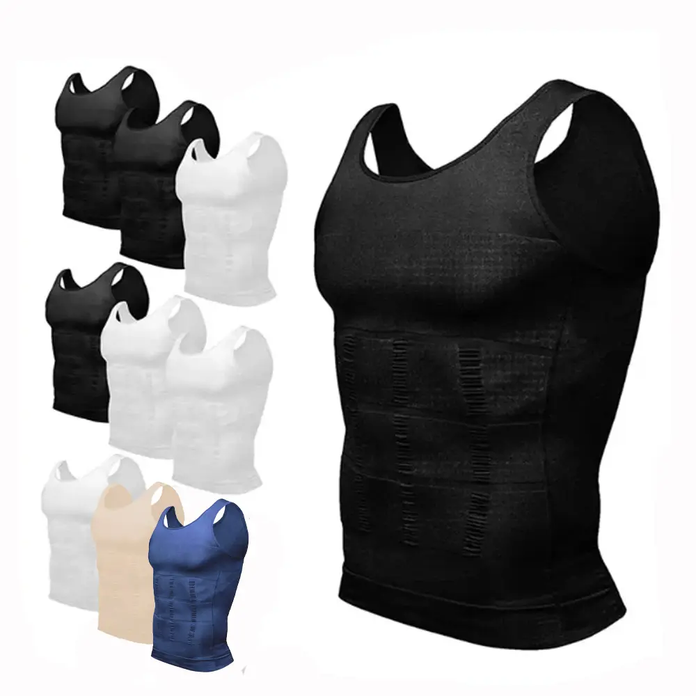 Men's Compression Vest Shapewear - 2/3 Pack Menswear Fitted Vests, Breathable Seamless Nylon Undershirt with Tummy Control for Sleek Silhouette, Slim-Fitting, Sweat Shaper Vests